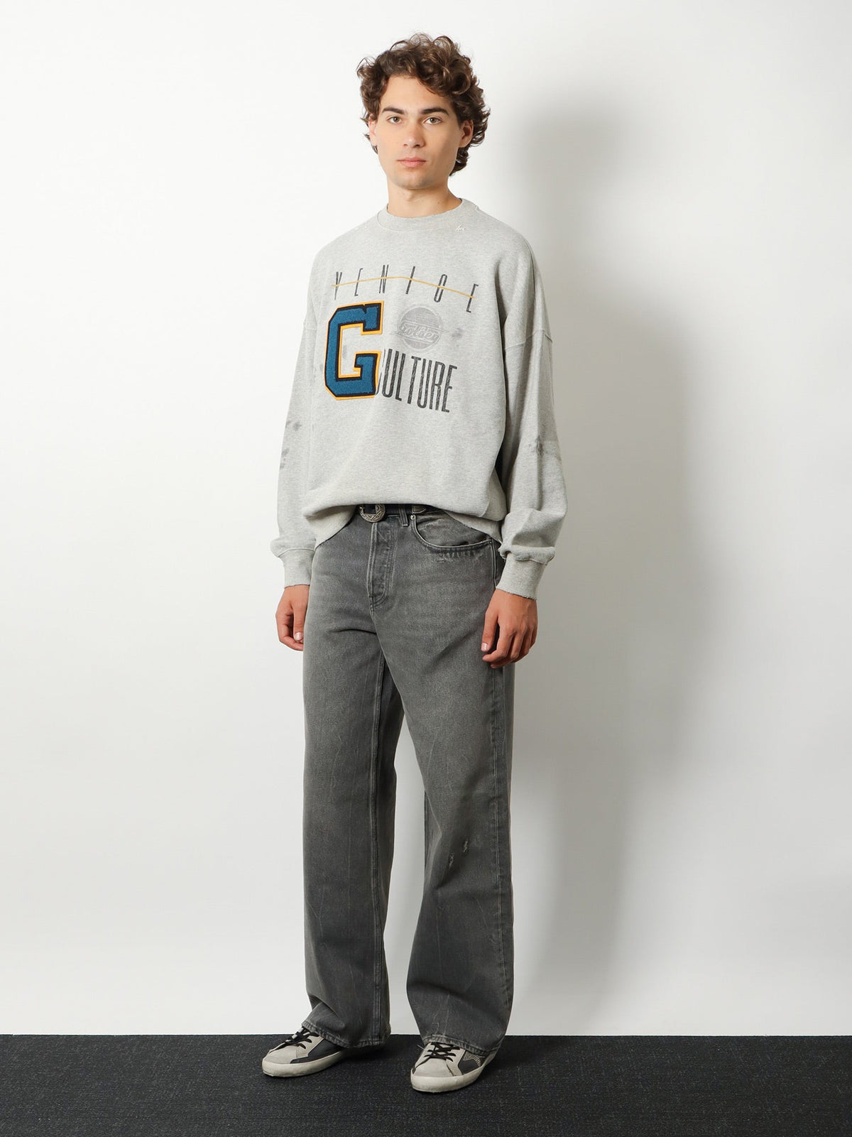 Golden Goose Deluxe Brand Cotton sweatshirt with print on the front - Alluminiumgrey