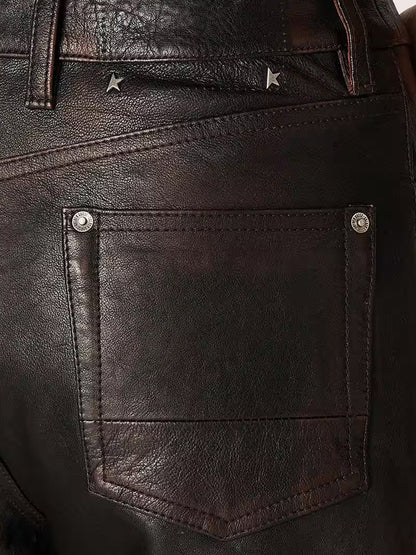 Golden Goose Deluxe Brand Peg leather trousers - Port Royale