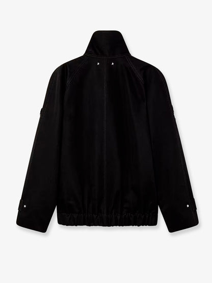 Golden Goose Deluxe Brand Black denim jacket with floral details in sequins and crystals