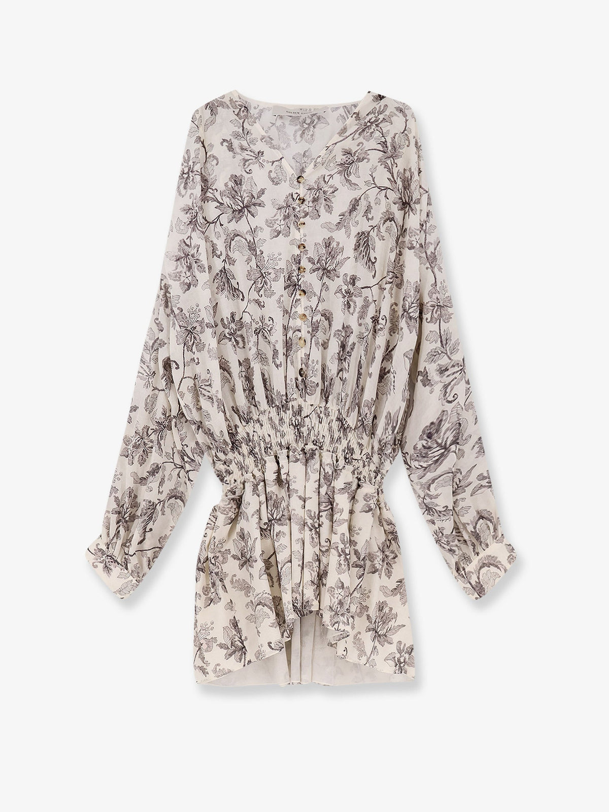 Golden Goose Short cotton dress with floral pattern - Dusty White Black