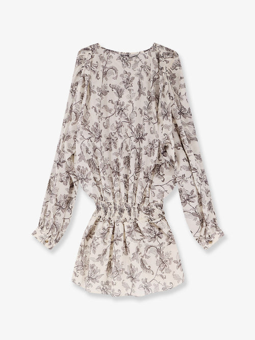 Golden Goose Short cotton dress with floral pattern - Dusty White Black