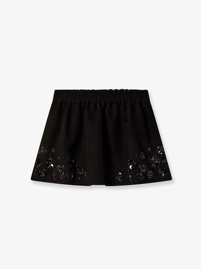 Golden Goose Deluxe Brand Cotton blend midi skirt with floral sequin and crystal details - Black