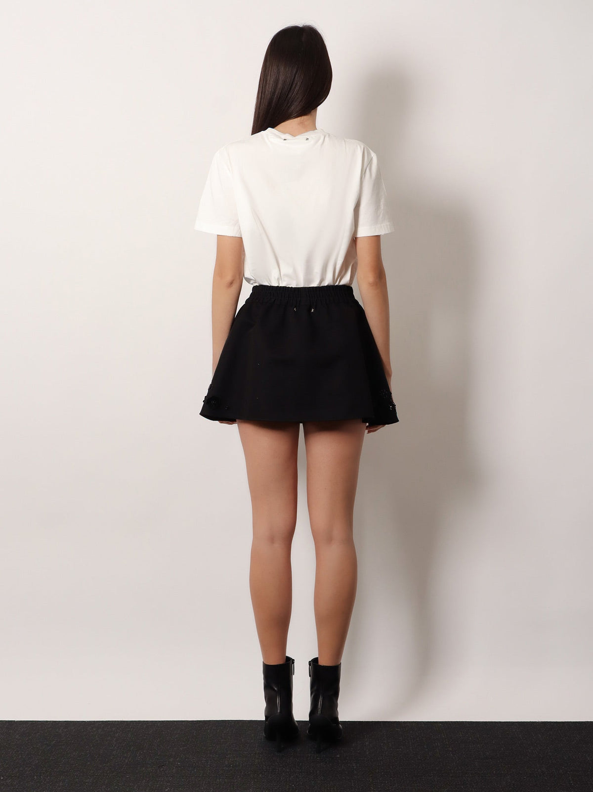 Golden Goose Deluxe Brand Cotton blend midi skirt with floral sequin and crystal details - Black