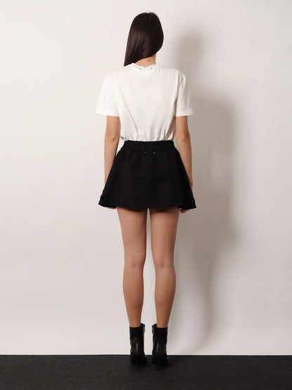 Golden Goose Deluxe Brand Cotton blend midi skirt with floral sequin and crystal details - Black
