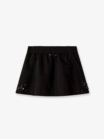 Golden Goose Deluxe Brand Cotton blend midi skirt with floral sequin and crystal details - Black