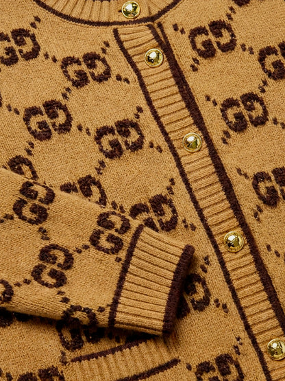 Gucci Wool Cardigan With Gg Inlay