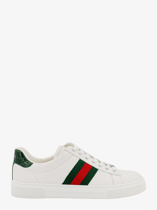 Gucci Ace Leather Sneakers With Side Web Detail