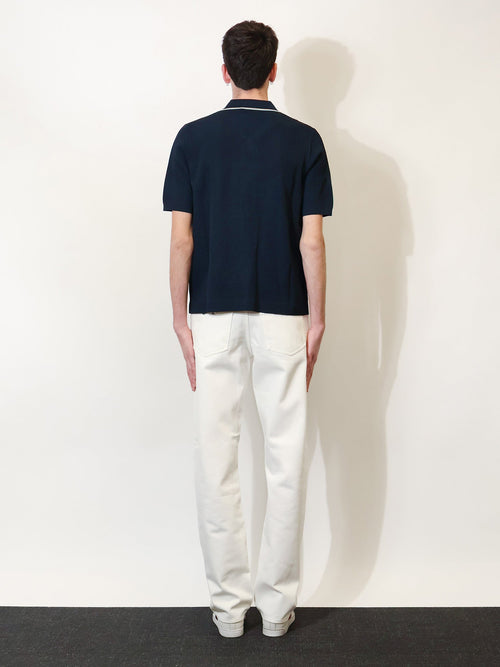 Gucci Viscose blend polo shirt with front Horsebit embroidery - Ink Mix