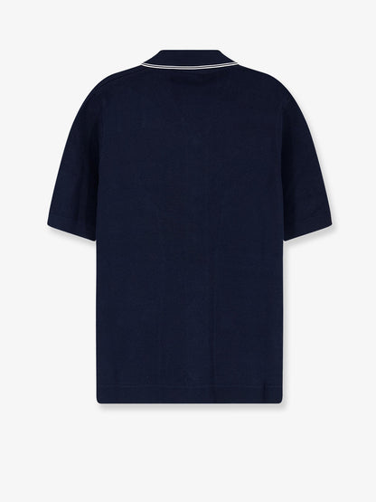 Gucci Viscose blend polo shirt with front Horsebit embroidery - Ink Mix