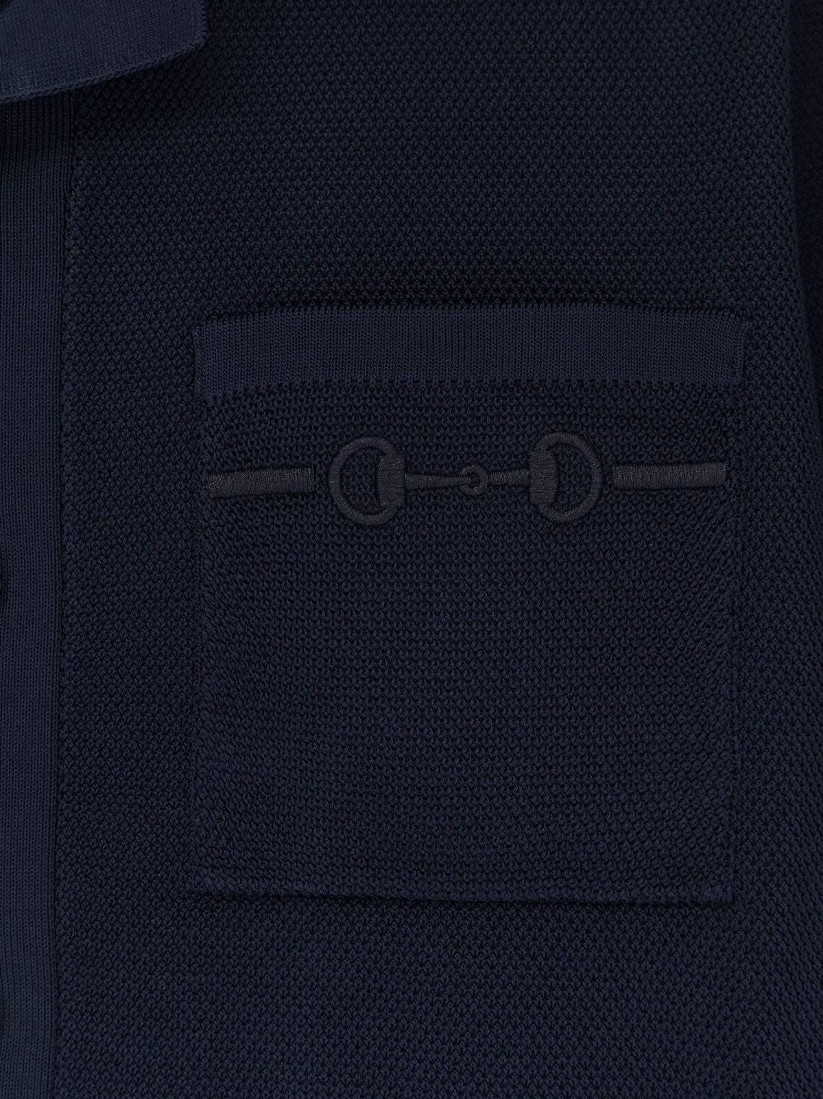 Gucci Viscose blend polo shirt with front Horsebit embroidery - Ink Mix