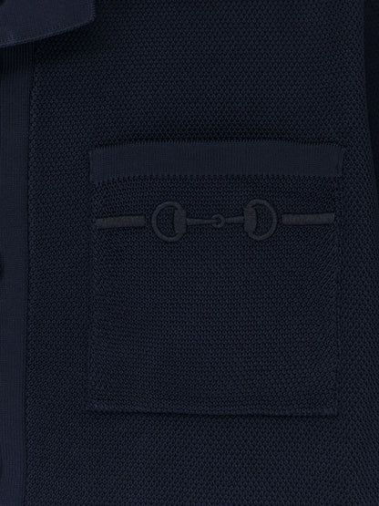 Gucci Viscose Blend Polo Shirt With Front Horsebit Embroidery