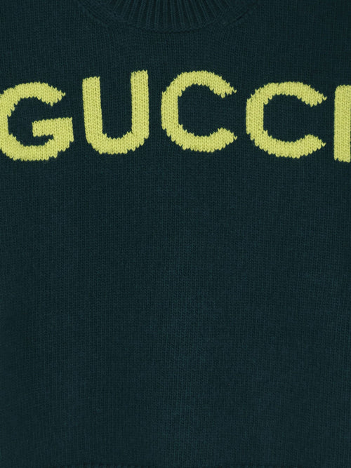 Gucci Wool sweater with frontal logo embroidery - Pine Green