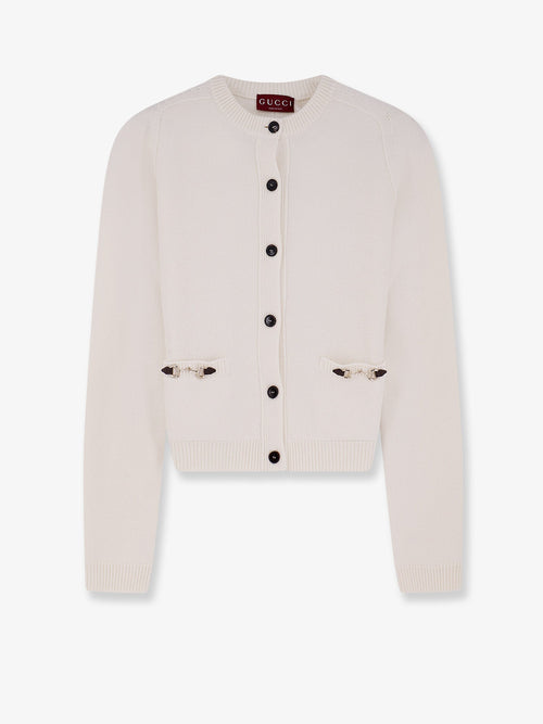 Gucci Wool and cashmere cardigan with metal Horsebit - White Mix