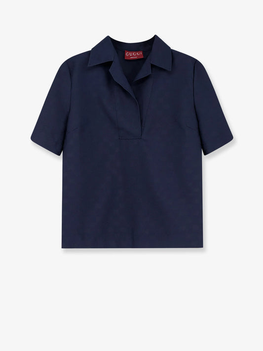 Gucci Fabric Polo Shirt With Gg Pattern