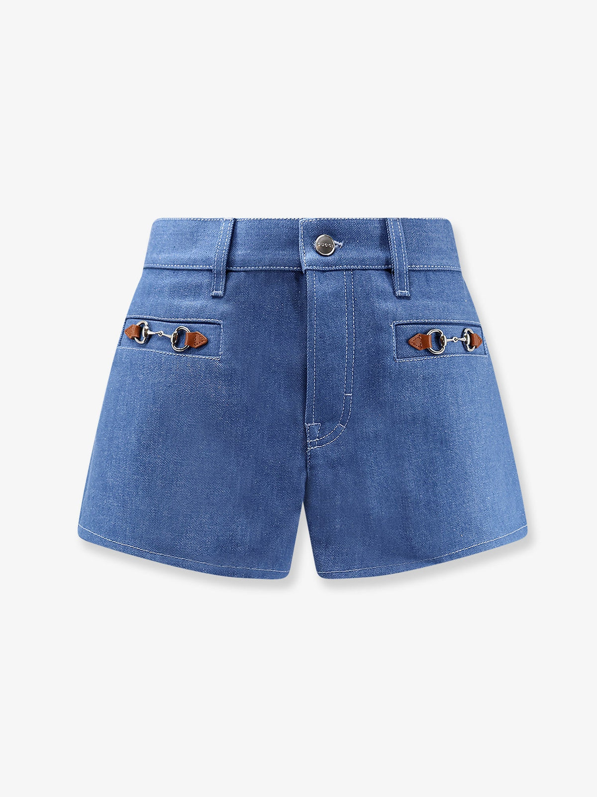 Gucci Cotton shorts with frontal iconic Horsebits - Baby Blue