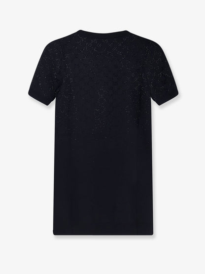 Gucci Short Wool Dress With Gg Crystals