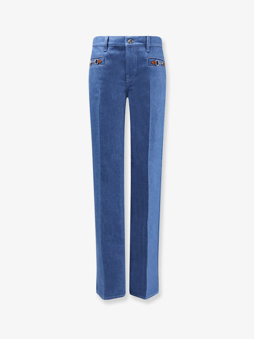 Gucci Cotton jeans with iconic frontal Horsebits - Baby Blue