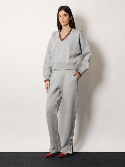 Gucci Cotton blend trouser with Web detail - Grey Melange