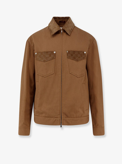 Gucci Canvas Jacket with GG details - Camel