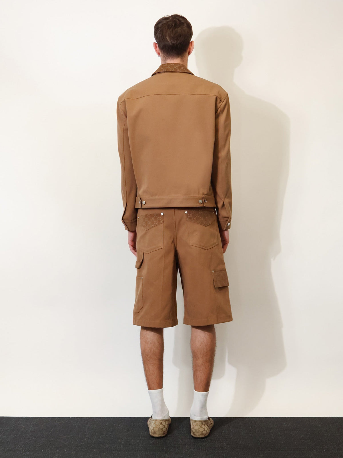 Gucci Canvas Jacket with GG details - Camel
