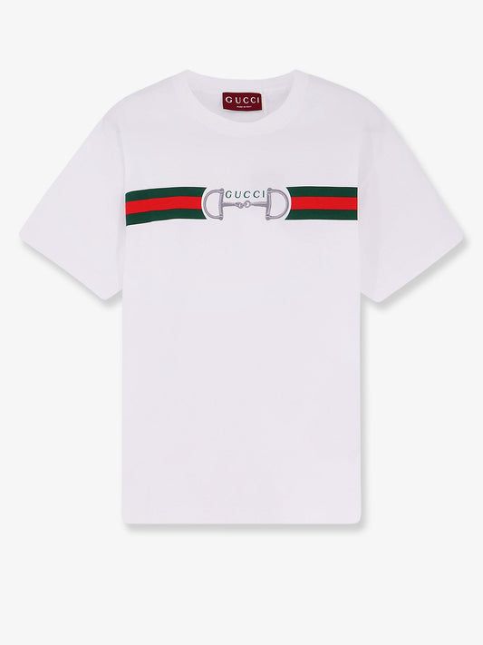 GUCCI - Cotton t-shirt with frontal Web Band