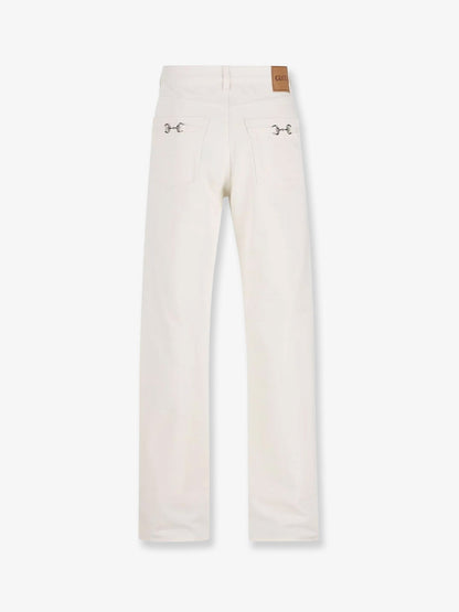 Gucci Denim trousers with metal Horsebit detail on the back - White