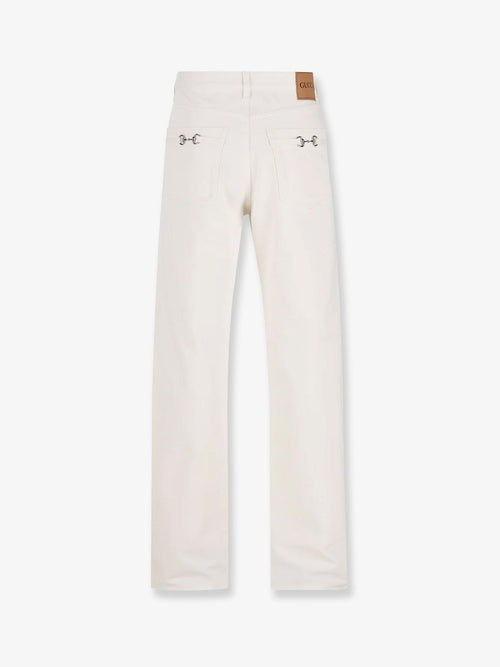 Gucci Denim trousers with metal Horsebit detail on the back - White