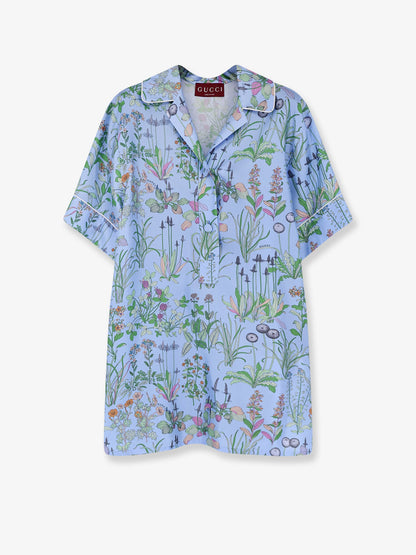 Gucci Printed silk shirt - Azure Ivory Mc