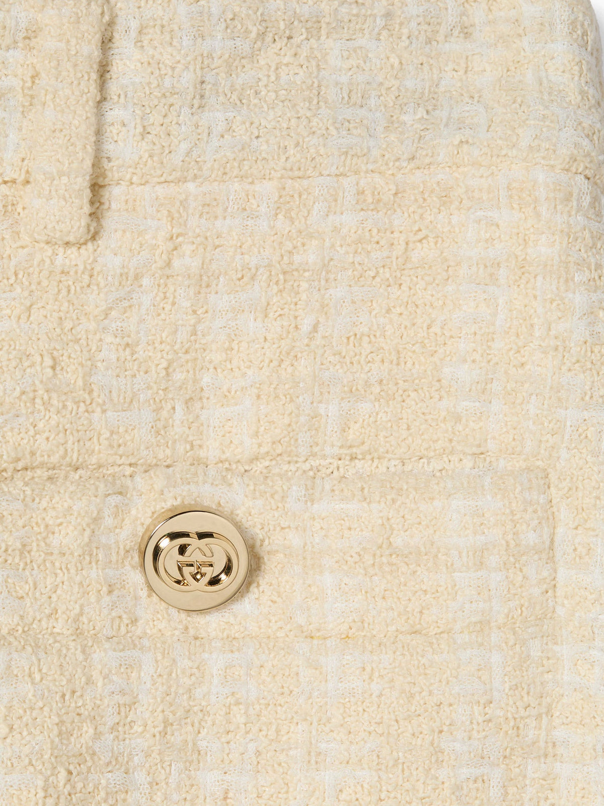 Gucci Cotton blend trousers with checked pattern - Beige White
