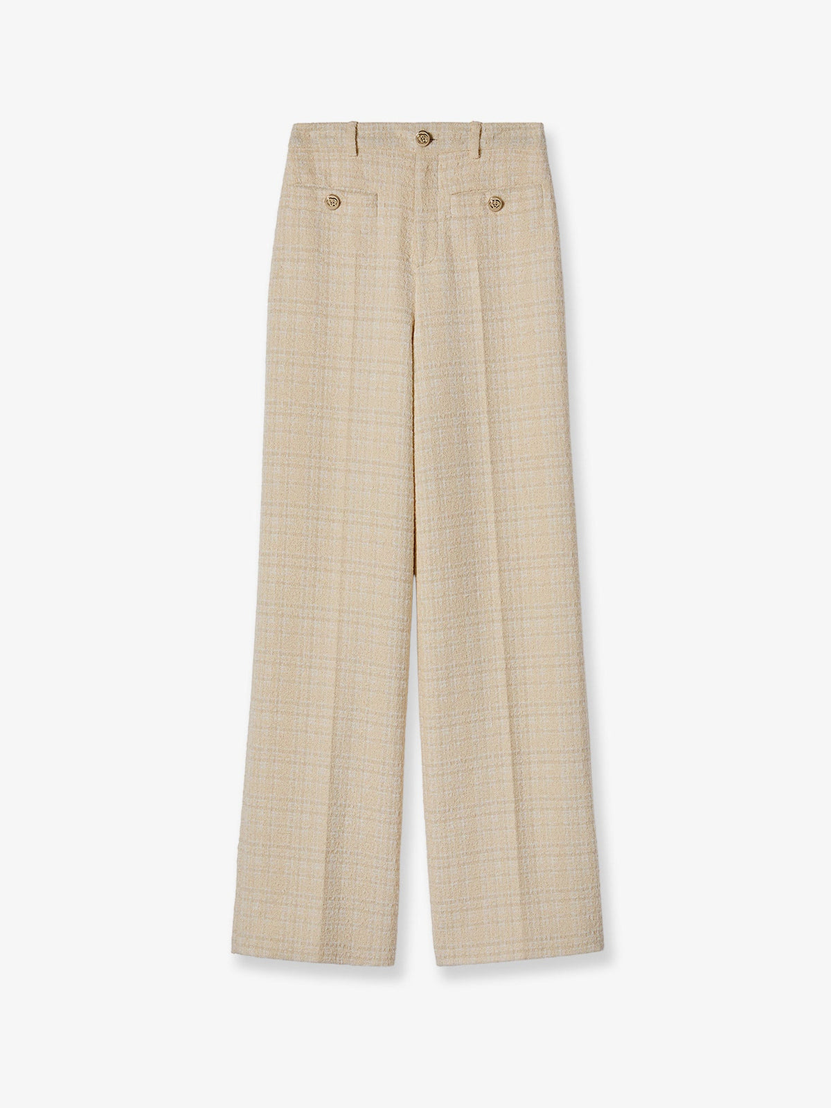 Gucci Cotton blend trousers with checked pattern - Beige White