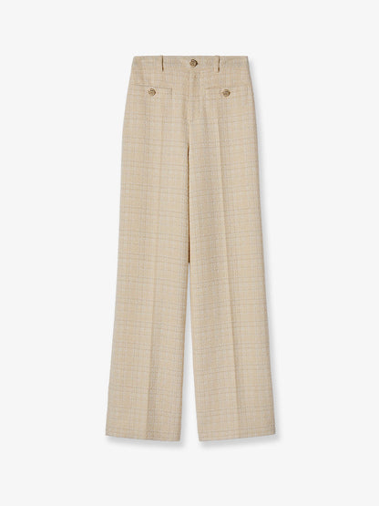 Gucci Cotton blend trousers with checked pattern - Beige White