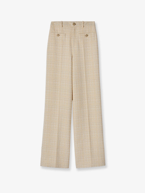 Gucci Cotton blend trousers with checked pattern - Beige White