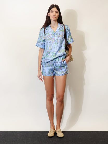 Gucci Printed silk shorts - Azure Ivory Mc
