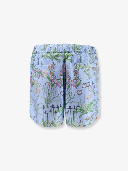 Gucci Printed silk shorts - Azure Ivory Mc