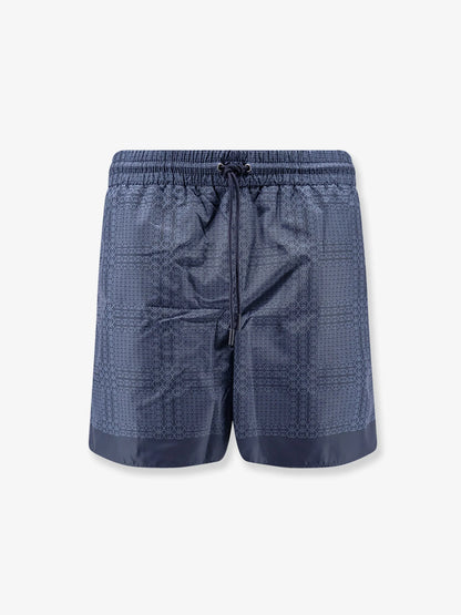 Gucci Nylon Swim Trunks With All Over Gucci Incrocio Print