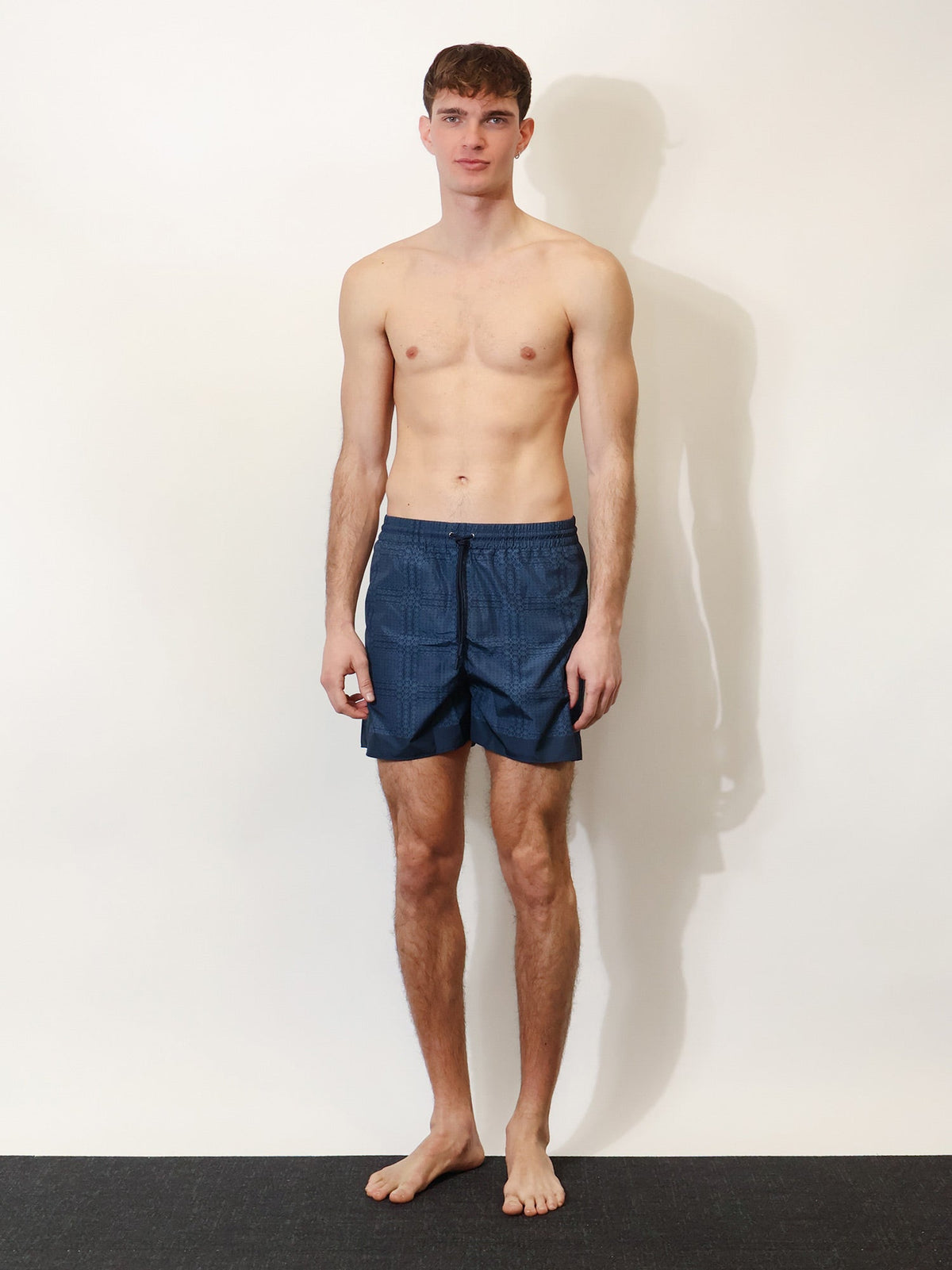 Gucci Nylon swim trunks with all-over Gucci Incrocio print - Blu Navy Blu Royal