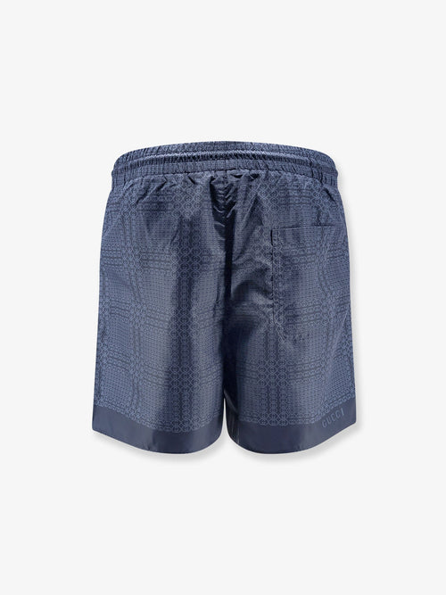 Gucci Nylon swim trunks with all-over Gucci Incrocio print - Blu Navy Blu Royal