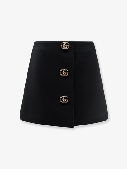 Gucci Wool Crêpe Skirt With Double G Button