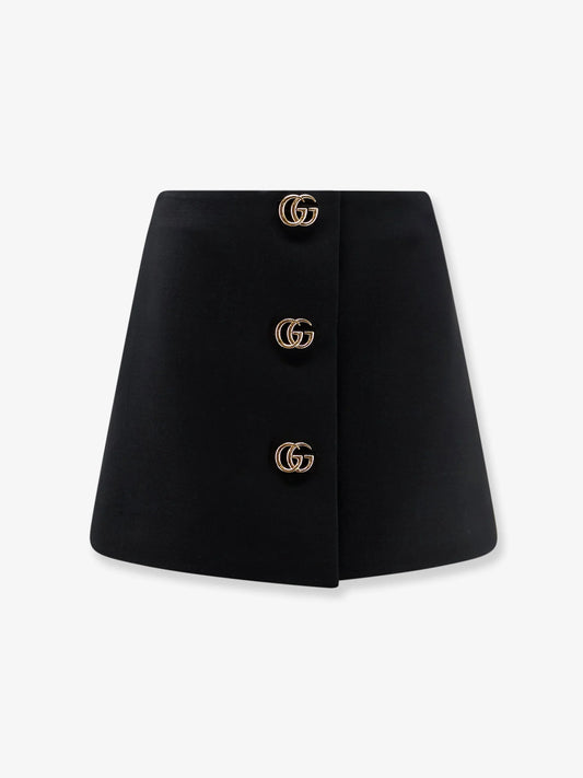 Gucci Wool Crêpe Skirt With Double G Button