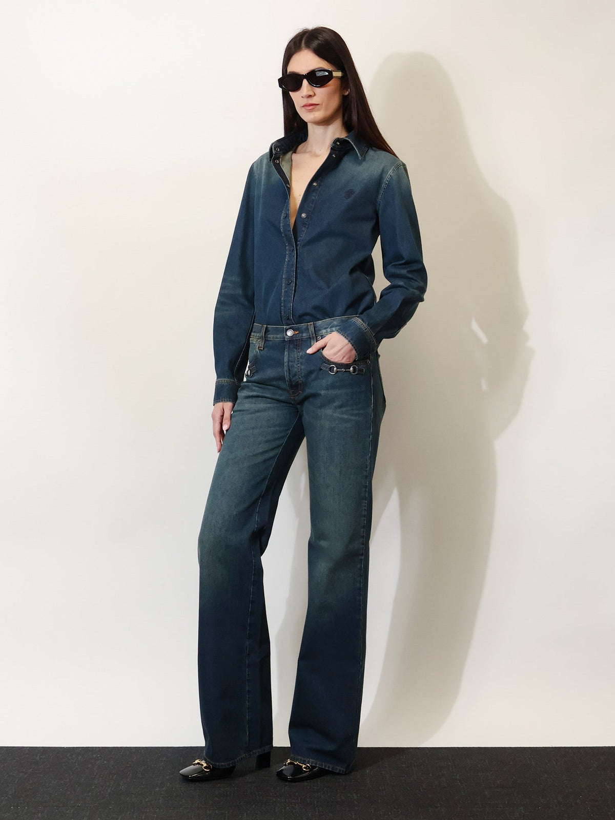Gucci Denim shirt with embroidery - Blue