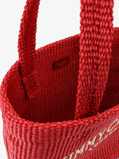 Jimmy Choo Raffia shopping bag with lettering logo on the front - Rubyredlightgold