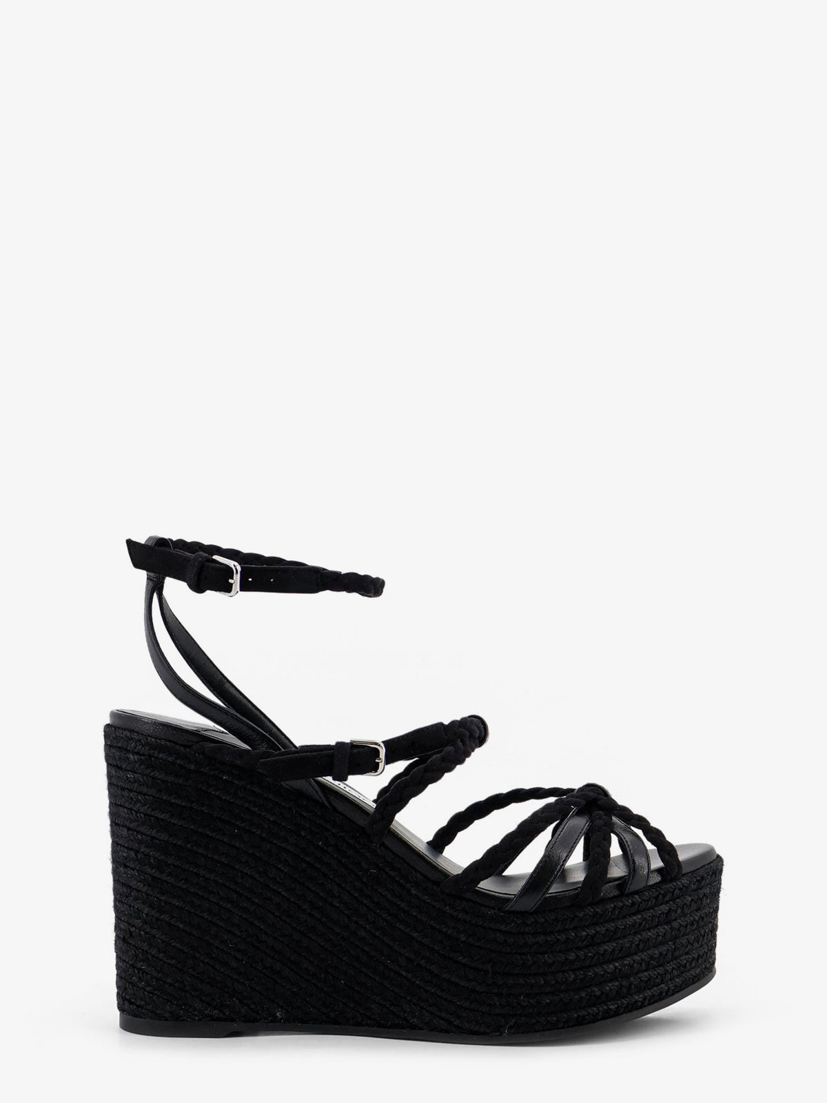 Jimmy Choo Nyra leather and raffia sandals - Black
