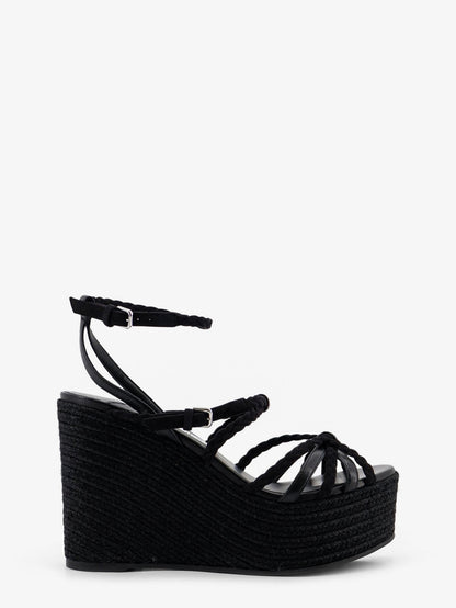 Jimmy Choo Nyra leather and raffia sandals - Black