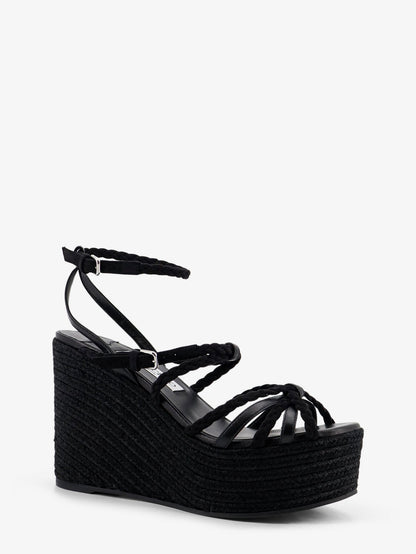 Jimmy Choo Nyra leather and raffia sandals - Black