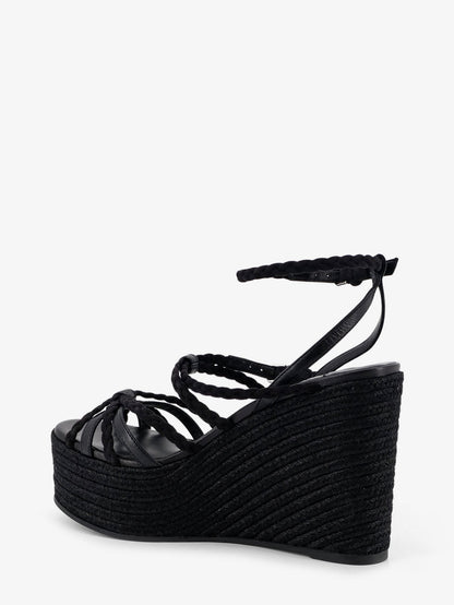 Jimmy Choo Nyra leather and raffia sandals - Black