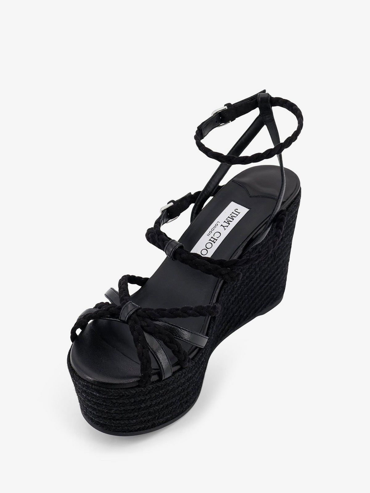 Jimmy Choo Nyra leather and raffia sandals - Black