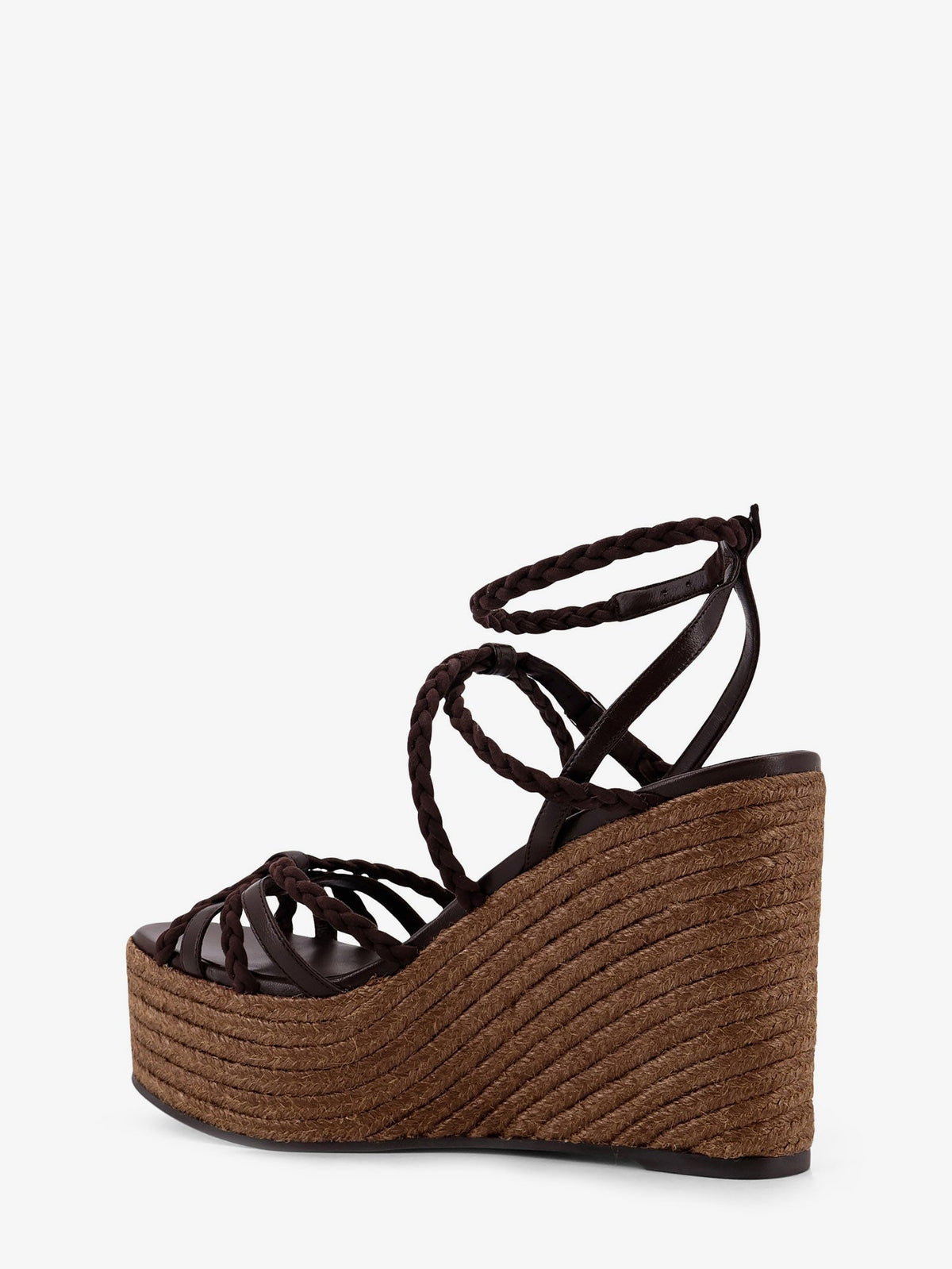 Jimmy Choo Nyra leather and raffia sandals - Chocolatecoffee