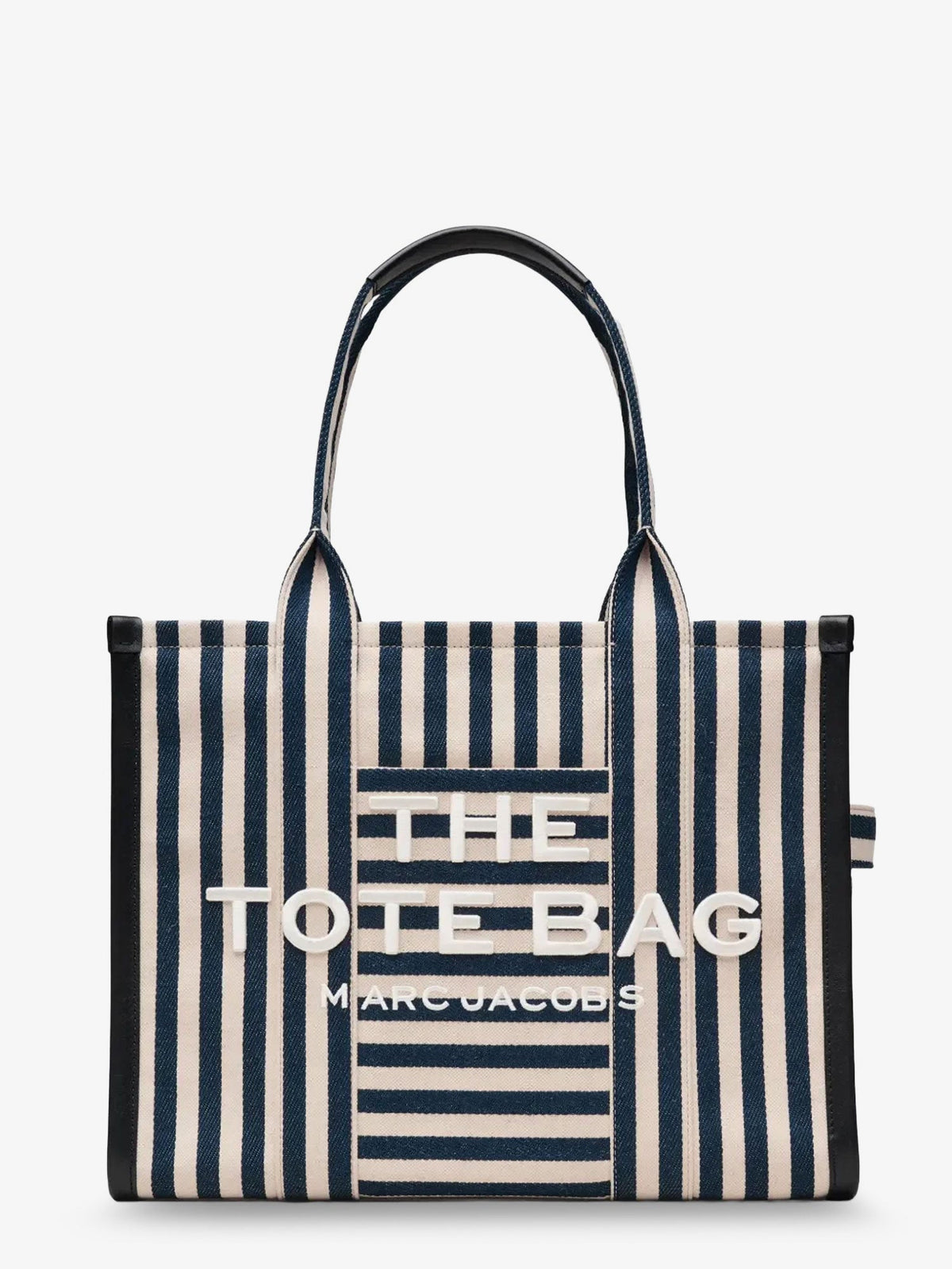 Marc Jacobs The Large Tote canvas handbag with front embroidered logo - Blue Sea Multi