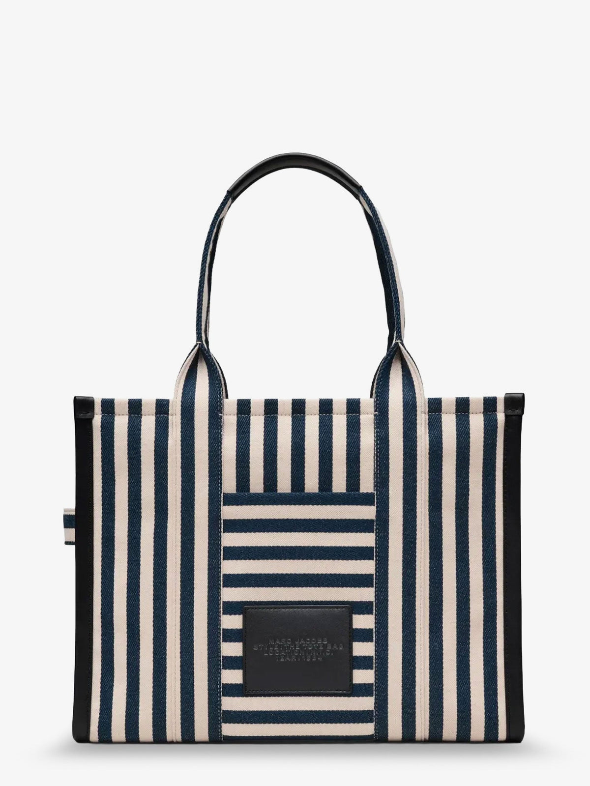 Marc Jacobs The Large Tote canvas handbag with front embroidered logo - Blue Sea Multi