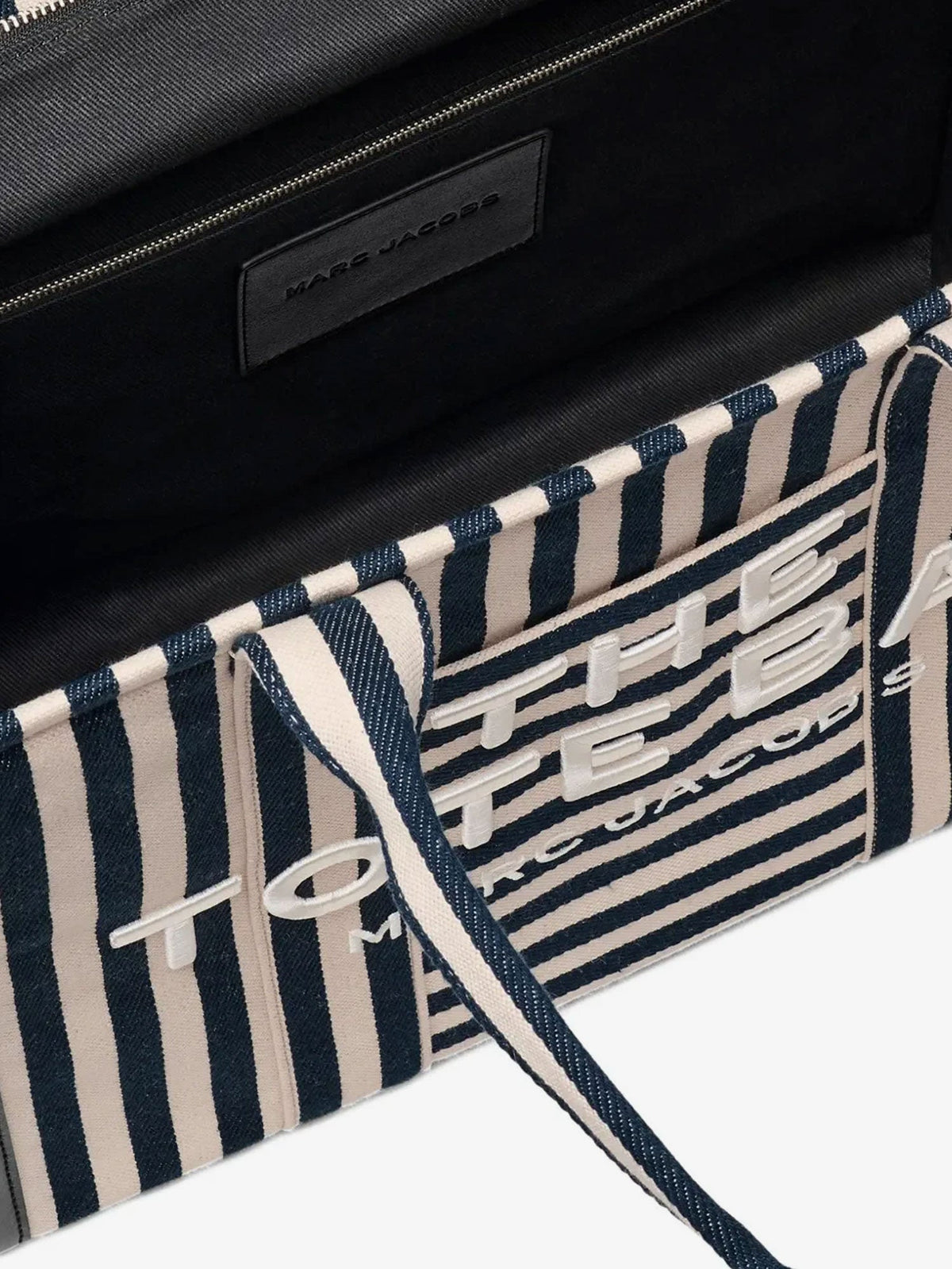 Marc Jacobs The Large Tote canvas handbag with front embroidered logo - Blue Sea Multi